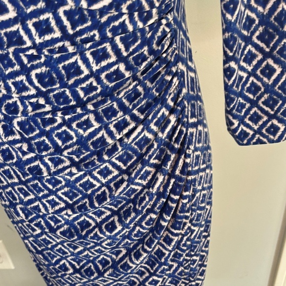 Ralph Lauren Blue Geometric Long Sleeve Dress - Picture 5 of 7